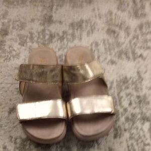 Alegria Metallic Gold Double-Strap Sandals